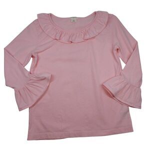 Crewcuts by J. Crew Ruffle Bell Sleeve Tee, Pink, Size 6-7 Good Used Condition